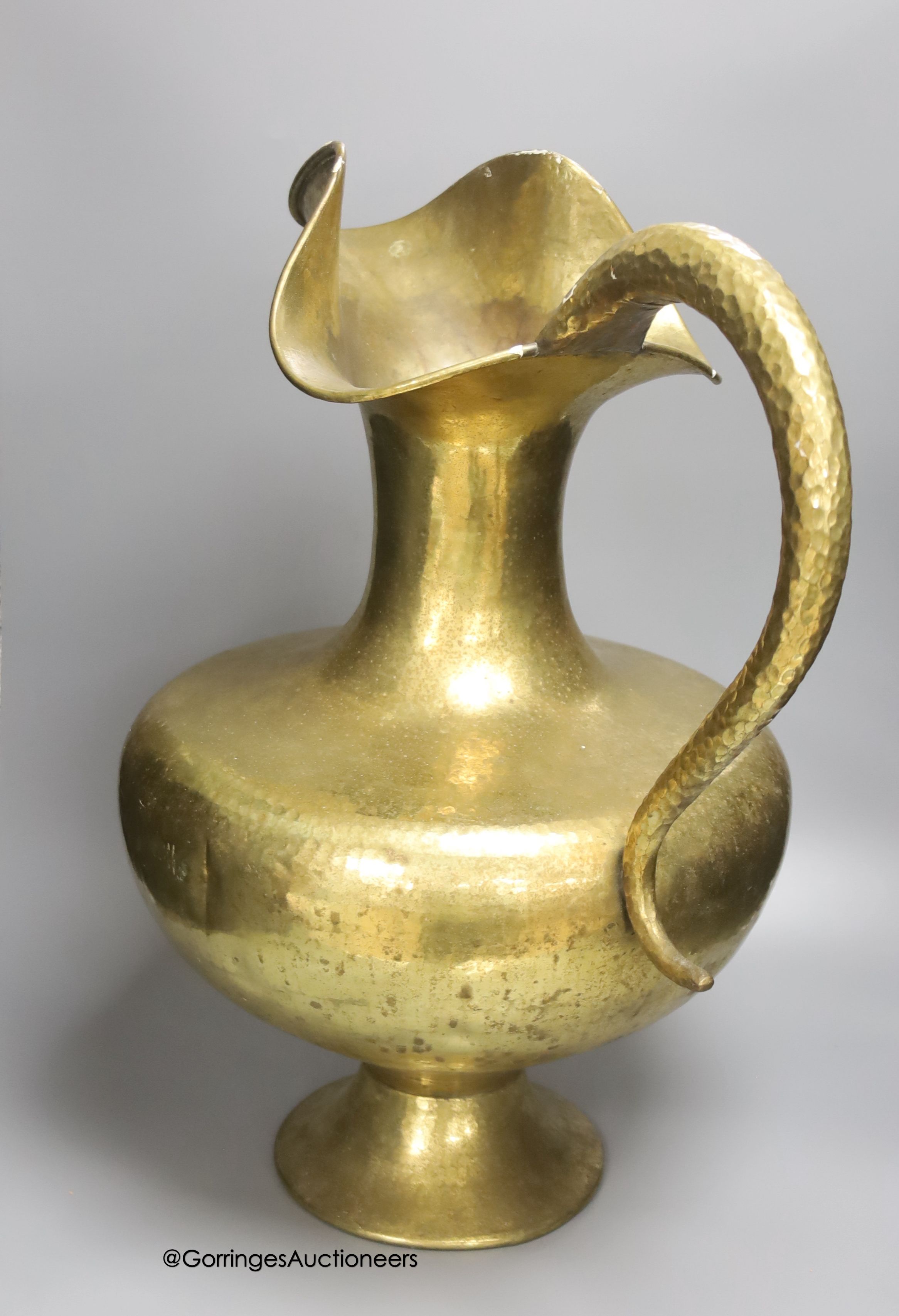 A large Italian lacquered brass ewer, height 56cm